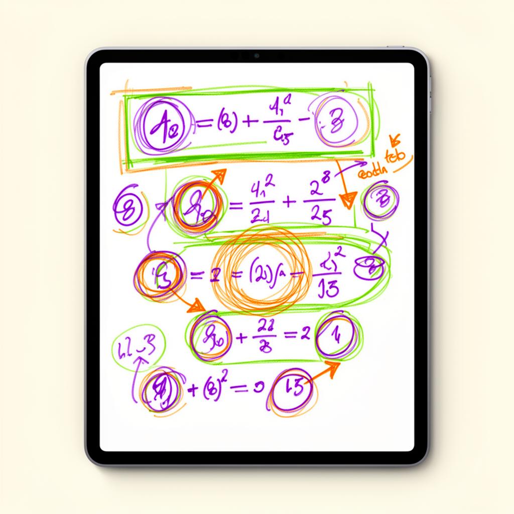 Doodle-style math explanation on a tablet